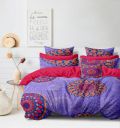 Cortina Double Bedsheet with 2 Pillow Covers | 144 TC Soft Brushed Microfiber - Breathable & Wrinkle Free - 3 Pcs Set, Pink-Purple...