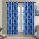 Cortina Floral Light-Filtering Polyester Curtains 9 feet Long Set of 2 for Long Door [ Opacity: 50-60%, Color: Blue, Printed Curtain -130 GSM ]...