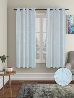 Cortina Knitting Foil Curtains | 160 GSM | Window - 5 Feet | Pack of 2 | Bedroom Living Room Kids Room | Plain Window Curtain | Light Blue