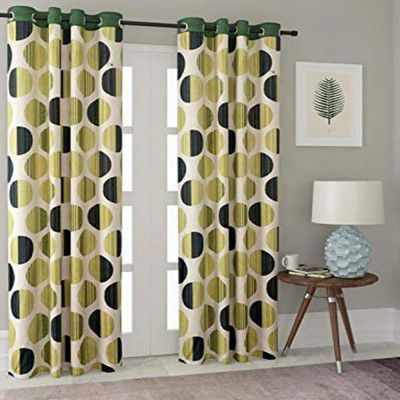 Cortina Polyester Fabric Eyelet Door Curtain (Green)