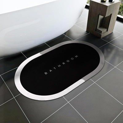 Cortina Premium Silicon Floor Mat, Bath Mat, Doormat, Bathroom Carpet, Cushion Mat Super Absorbent Soft Carpet, Quick Dry Dirt Barrier for Home, Office, (60x40), Black