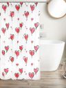 CortinaWhite & Red Printed Polyester Single Shower Curtain...