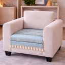 Cortina Printed Quilted Velvet Sofa Cover – Premium Sofa Couch Protector (SkyBlue, 1 Seater)...