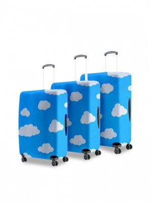 Cortina Set Of 3 Blue Printed Trolley Bag Covers