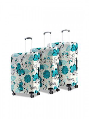 Cortina Set Of 3 White Printed Trolley Bag Covers