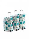 Cortina Set Of 3 White Printed Trolley Bag Covers...