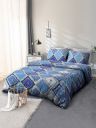 Cortina Teal & White Geometric 160 TC King Bedsheet with 2 Pillow Covers...