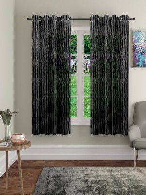 CortinaBlack 2 Pieces Geometric Sheer Window Curtain