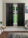 CortinaBlack 2 Pieces Geometric Sheer Window Curtain...