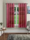 CortinaMaroon 2 Pieces Geometric Sheer Window Curtain...