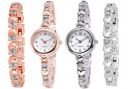 CORXIL Gold and Silver Chain Analog Watches with Free Bracelet Combo for Women Pack of - 4...