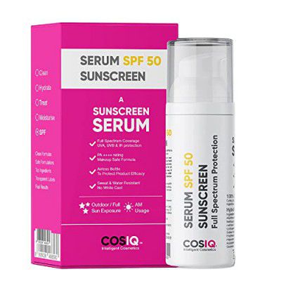 Cos-IQ Face Serum Sunscreen SPF 50 and PA++++ | Serum-based sunscreen for oily skin, dry skin, combination skin, normal skin - 30ml