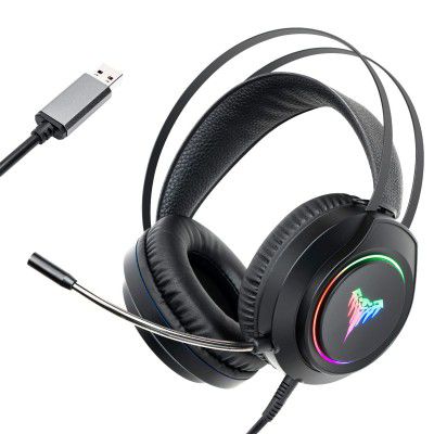 Cosbary 7.1 USB Gaming Wired Over Ear Headphones with Mic with Virtual Surround Sound,50Mm Driver, RGB LEDs & Remote Control(Black)