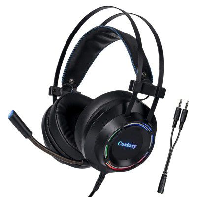 Cosbary Noise Cancelling Gaming Stereo Headphone with Mic, 7 Color RGB Lights