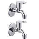 Cossimo Max Zinc Alloy Wall Mounted Bib Cock Tap for Bathroom, Chrome, Silver (1/2" Inch, 13mm) - Set of 2...