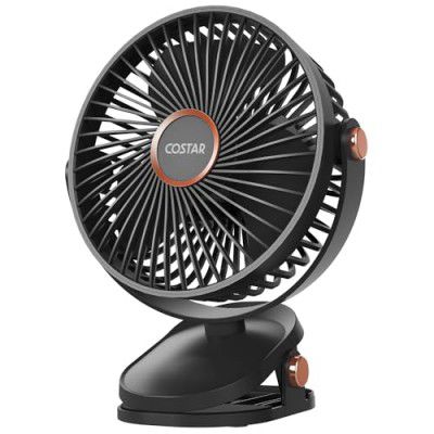 COSTAR Mini Portable Clip Fan Battery Operated, 5-Speed Rechargeable Fan Less Vibration, 360° Rotate Personal Mini Fan  (Black)