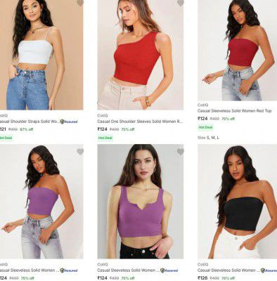 Flipkart : Up to 87% OFF - Cotiq Womens Tops