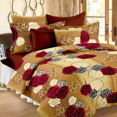 Cotton Double Bedsheet  (Pack of 1, Brown, Red, GARY)
