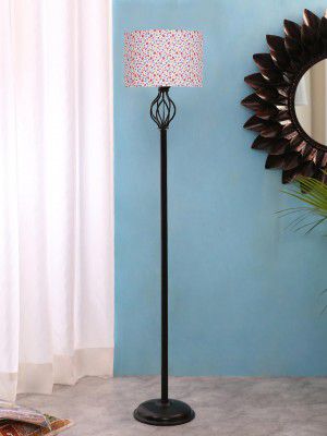 Devansh Printed Cotton Drum Spiral Iron Basket Floor Lamp -15 (12x56.7inches)