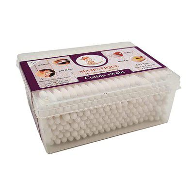 Cotton Swabs by Majestique (Large pack of 400 Tips) Natural Cotton Buds, Cruelty-Free Cotton Swabs, Gentle on Face, Ear Cleaning, Makeup, and Beauty Applicator, Nail Polish Removal, All Natural Cotton