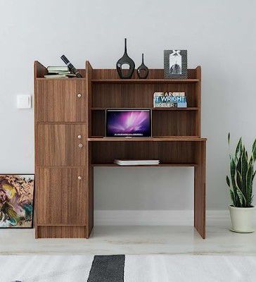COUCH CULTURE Vision 3 Door Engineered Wood Office Table|Multi-Purpose Study Table |1 Year Warranty - Leon Teak Finish