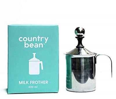 Country Bean Stainless Steel Milk Frother, for Hot and Cold Coffee, Coffee Foam Maker, Double Froth Pump (400Ml)