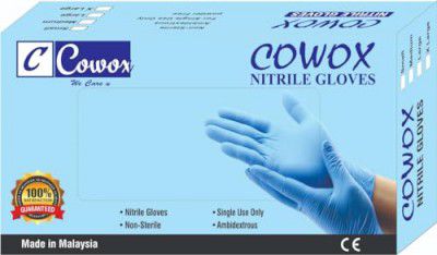 COWOX Surgicals Nitrile Gloves Disposable Powder Free Examination Blue Hand Gloves Food Grade CE & FDA Approved Small Size-200 Pieces, Non-Sterile