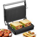 Cozeemax Jumbo Grill 1000 Watt Sandwich Maker, 2 Slice Automatic Grill Sandwich Maker, Non-Stick Griddle Plates, Versatile Folding Health Grill, Automatic Temperature Control (sliver)...