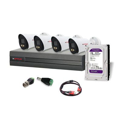 CP Plus 2.4MP Outdoor Bullet Cameras (4 Pcs), 4CH DVR Without HD (1 Pc) TB HDD (Made in Thailand) (1 P HDMI Cable, BNC DC