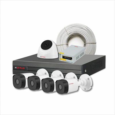 CP PLUS High-Performing Security Kit with 5 Cameras 2.4MP Resolution, 1 Dome Camera & 4 Bullet Cameras, 8 Channel DVR w/o Hard Disk, 90meter Co-axial Cable||