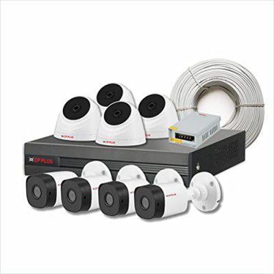 CP PLUS High-Performing Security Kit with 8 Cameras 2.4MP Resolution, 4 Dome Cameras & 4 Bullet Cameras, 8 Channel DVR w/o Hard Disk, 90meter Co-axial Cable||