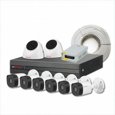 CP PLUS High-Performing Security Kit with 8 Cameras 2.4MP Resolution, 2 Dome Cameras & 6 Bullet Cameras, 8 Channel DVR w/o Hard Disk, 90meter Co-axial Cable||