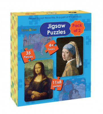 Crackles 35 Piece Famous Paintings Mona Lisa and a Girl with a Pearl Earring Jigsaw Puzzles for Kids- Pack of 2, 8X11 Inches
