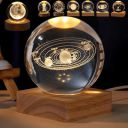 Crackles 3D Crystal Ball Night Lamp, Creative Engraved Night Light for Kids Room, USB Table Lamp with Wooden Base...