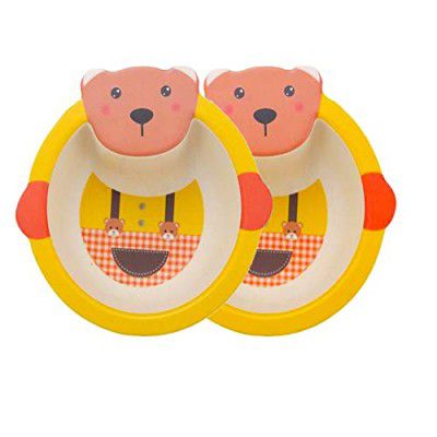 Crackles Bamboo Fiber Bowl Set (Multicolor; Pack of 2)