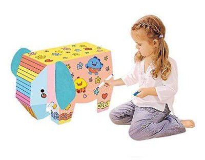 Crackles DIY 3D Paper`s Cardboard Folding Coloring Craft Animals Series-Elephant