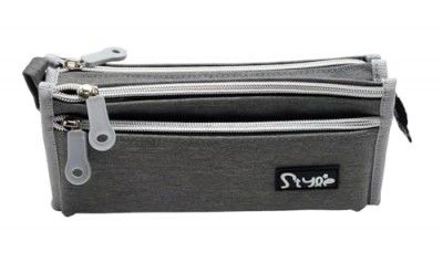 Crackles Fabric Pencil Pouch for Kids for Boys & Girls (Grey)