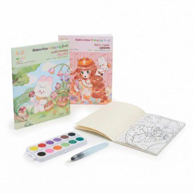 Crackles for Beginner Watercolor Book - Painting Set | Painting Set – DIY Coloring Note-Book with Watercolor Princess & Rabbit Designs - (Pack of 2)