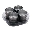 Crackles Insulated Stylish Stainless Steel Tea and Coffee Set of 4 with Crystal Tray for Hot and Cold Drinks- Random Color Will be Sent....