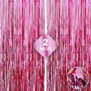 Crackles Metallic Fringe Pink Curtains Large Size 3 ft x 6 ft for Birthday, Anniversaries - Pack of 2...