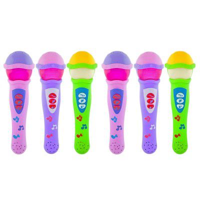 Crackles Musical Microphone- 3D Flashing Light and Sound Mic for Kids Pack of 6