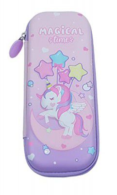 Crackles Premium Stylish Unicorn Print Hardtop EVA Pencil Case School Kids (Assorted Colors and Designs) Multicolor (S-6672-UB-265)