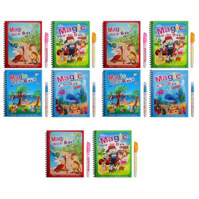 Crackles Reusable Magic Water Quick Dry Book Water Coloring Book Doodle (Multi Color, 10)