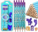 Crackles Shiny Glittery Unicorn Theme Wood Thick Strong 10 Pc Pencils (Random Print, Pack of 1)...