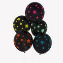 Crackles Star Printed Black Balloons for Birthday Decorations, Baby Shower, Anniversary, New Year etc - Pack of 6...
