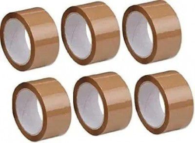 CRAE Packaging Brown Cello Tape For Office | 100 Meter | Pack of 6