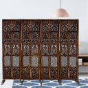 CRAFT DECOR Wooden Room Partition, Wood Screen Separator and Room Wall Dividers 4 Wall Panels with Stands for Living Room/Bedroom/Office/Restaurant (Brown)...