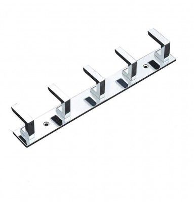 Craftbin 5 Pin Bathroom Clothes Hooks Hanger Rail, Wall Mounted Hooks for Coat, Door Hooks, Hook for Towels Keys (Pack of 1)