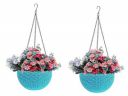 Craftbin Plastic Hanging Round Planters | Planting Pots for Home Gardening | Flower Pots for Home Balcony, Dia-7.1inch, Hight-4.1inch Pack of 2 (Light Blue, 2)...