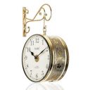 CRAFTEL Metal Analog Double Sided Vintage English Roman Station Wall Clock with Brass in dial (Golden_10 Inches)...